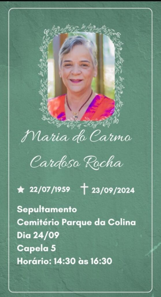 nota de falecimento maria do carmo cardoso rocha