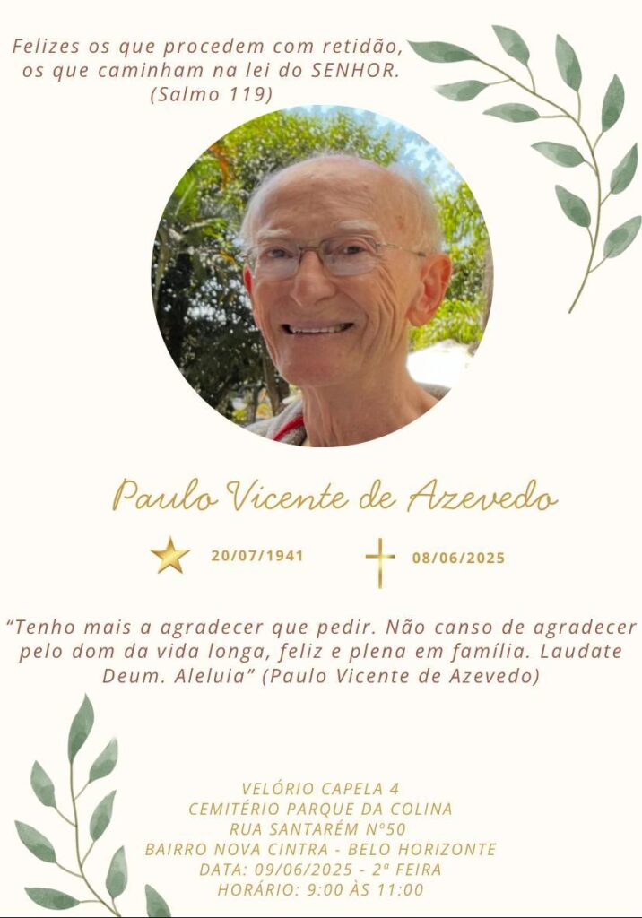 nota de falecimento paulo vicente de azevedo