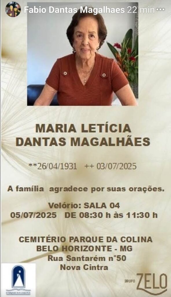 nota de falecimento maria leticia dantas magalhaes